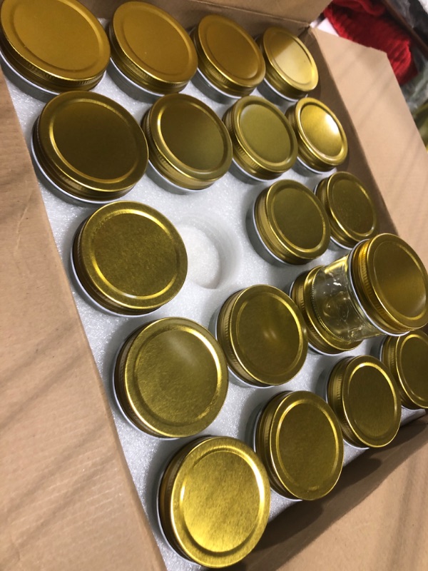 Photo 3 of 40 Pack 4 oz Glass Mason jars With Regular Gold Lids, Perfect Canning Jars Containers for Jam, Honey, Candies,Wedding Favors, Decorations, Baby Foods. Included 1 Pens and 80 Labels. 4 oz- 40 Pack with Smooth Surface