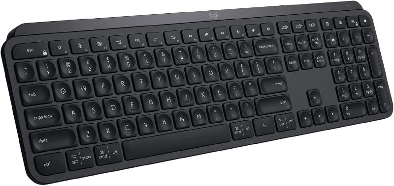 Photo 1 of Logitech MX Keys Advanced Wireless Illuminated Keyboard, Tactile Responsive Typing, Backlighting, Bluetooth, USB-C, Apple macOS, Microsoft Windows, Linux, iOS, Android, Metal Build (Black)