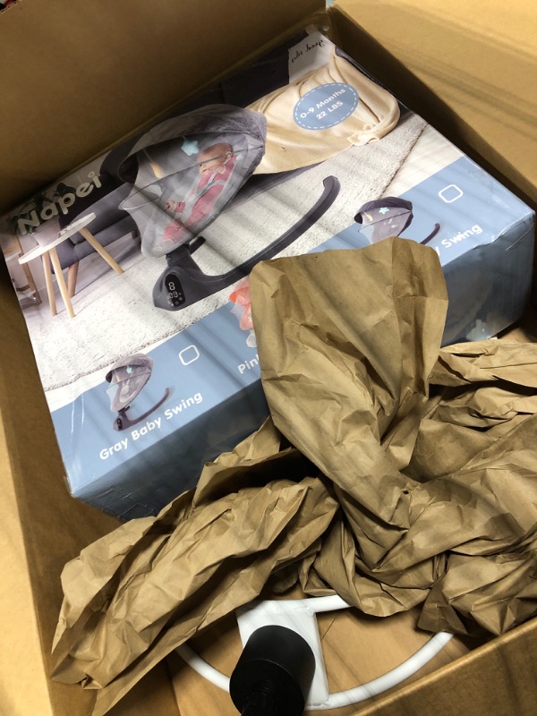 Photo 1 of Napei Baby Swings for Infants, Bluetooth Baby Swing and Bouncer with 5 Swing Speed, Remote Control, and 10 Preset Lullabies, 5-22 lb, 0-9 Month Black-new