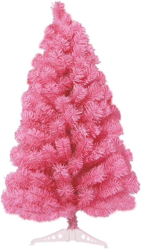 Photo 3 of 2FT Mini Pink Artificial Christmas Tree with Plastic Stand, 24" Tabletop Christmas Tree for Xmas Party Supplies Home Indoor Decoration