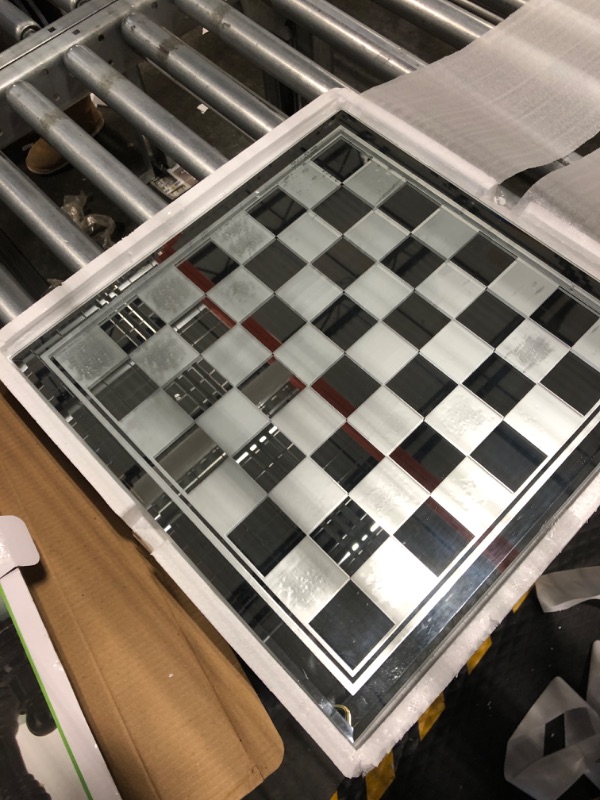 Photo 1 of Avant-Garde Black Frosted Glass Chess Set with Mirror Board