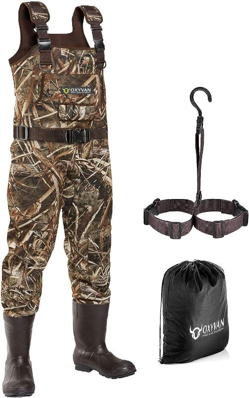 Photo 1 of OXYVAN Duck Hunting Waders with 600G Rubber Boots Insulated,Neoprene Realtree MAX5 Camo Fishing Chest Waders for Men & Women Men13/Women15