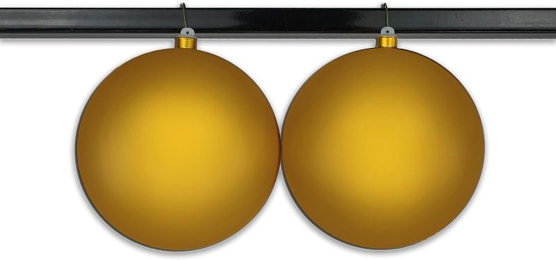Photo 1 of 2 Pack 200mm 8" Gold Matte Ball Ornament with Wire, UV Coated
