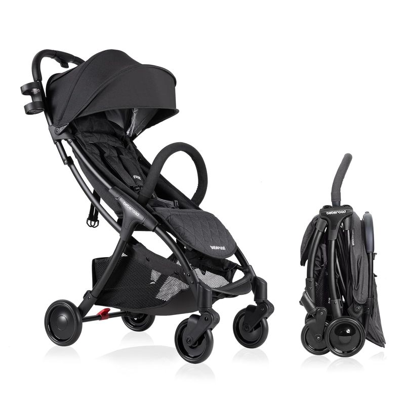 Photo 1 of Beberoad Love R2 Lightweight Compact Baby Stroller Foldable Travel Stroller for Baby Newborn Infant Toddler with Adjustable Backrest, Cup Holder, Storage Basket and UPF 50+ & Waterproof Canopy, Black