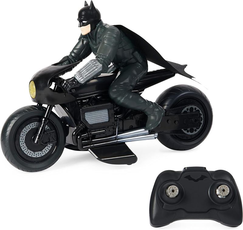 Photo 1 of DC Comics, The Batman Batcycle RC with Batman Rider Action Figure, Official Batman Movie Styling, Kids Toys for Boys and Girls Ages 4 and Up