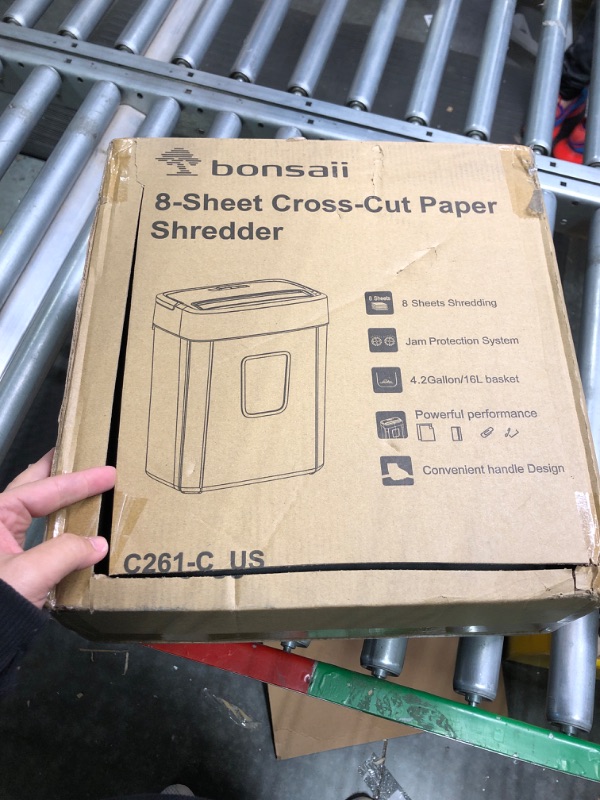 Photo 1 of Bonsaii Paper Shredder for Home Use, 8-Sheet Crosscut Shredder Shred Credit Cards/Mail/Staples/Clips for Home Office, Portable Handle Design Document Shredder with 4.2 Gallon Wastebasket (C261-C)