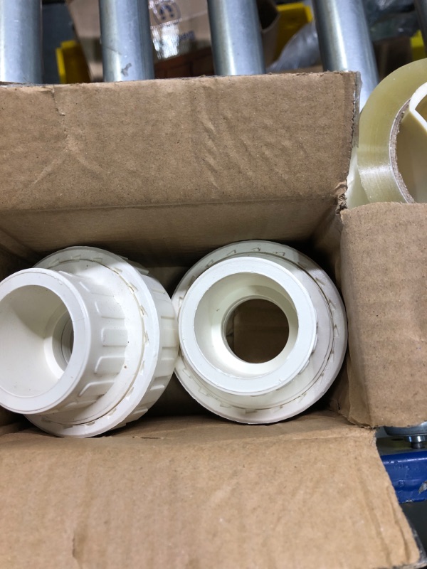 Photo 2 of 2Pcs 1-1/4" PVC Union Coupling Pipe Fitting (Socket x Socket) 1.25Inch PVC Slip Union PVC Adapter Coupling Schedule 40, EPDM O-Ring, White 1-1/4Inch 2