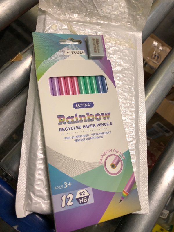 Photo 2 of ECOTREE Eco-friendly Wood & Plastic Free Rainbow Recycled Paper #2 HB Pencils For School and Office Supplies, Pre-sharpened,12-Pack