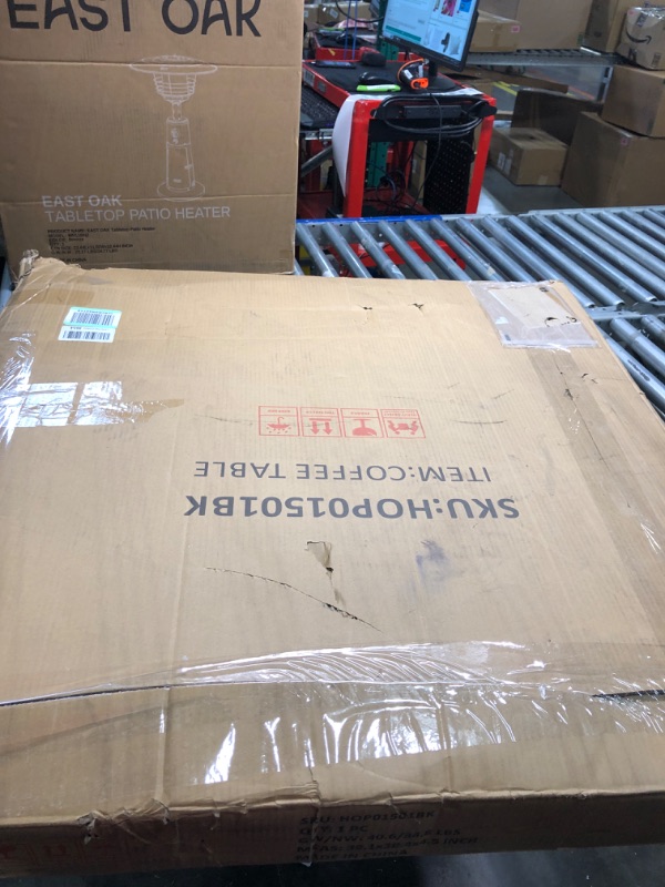 Photo 1 of WiberWi Round Coffee Table Black Coffee Tables for Living Room 35.8" Rustic Industrial Design Circle Table Furniture Sturdy Metal Frame Legs Cocktail Table with Storage Open Shelf, Easy Assembly