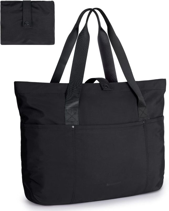 Photo 1 of AGSMART Tote Bag for Women, Foldable Tote Bag With Zipper Large Shoulder Bag Top Handle Handbag for Travel, Work