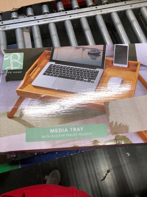 Photo 1 of ROSSIE HOME Bamboo Wood Bed Tray, Lap Desk with Phone Holder - Fits up to 17.3 Inch Laptops and Most Tablets - Natural - Style No. 78127 Natural Bamboo Large