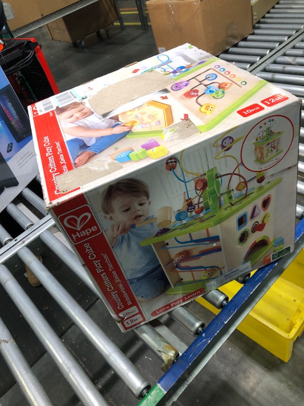 Photo 1 of Country Critters Wooden Activity Play Cube by Hape | Wooden Learning Puzzle Toy for Toddlers, 5-Sided Activity Center with Animal Friends, Shapes, Mazes, Wooden Balls, Shape Sorter Blocks and More, 13.78 x 13.78 x 19.69 inches