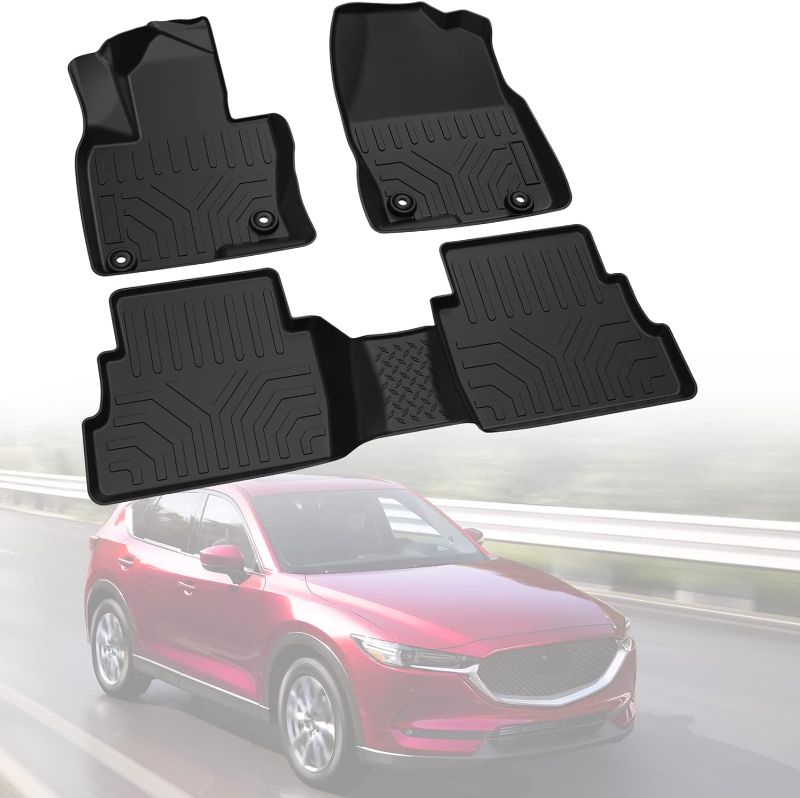 Photo 1 of Floor Mat Liner Compatible with 2017 2018 2019 2020 2021 2022 2023 CX-5, Medesasi TPE Rubber All-Weather Guard Heavy Duty OEM Front & 2nd Seat Floor Mats Liners CX-5 Accessories