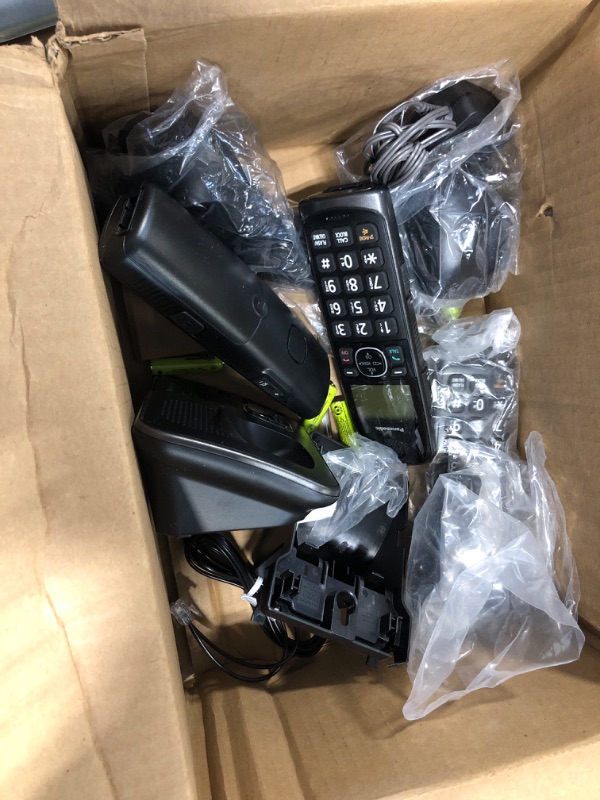 Photo 1 of Panasonic DECT 6.0 Expandable Cordless Phone System with Answering Machine and Call Blocking - 3 Handsets - KX-TGE633M (Metallic Black)