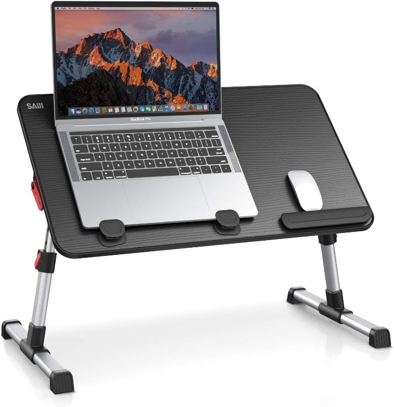 Photo 1 of [Medium Size] Laptop Desk Table, SAIJI Adjustable Laptop Stand, Portable Lap Desks with Foldable Legs, Notebook Standing Breakfast Tray Reading Desk for Sofa Couch Bed Floor (Black)