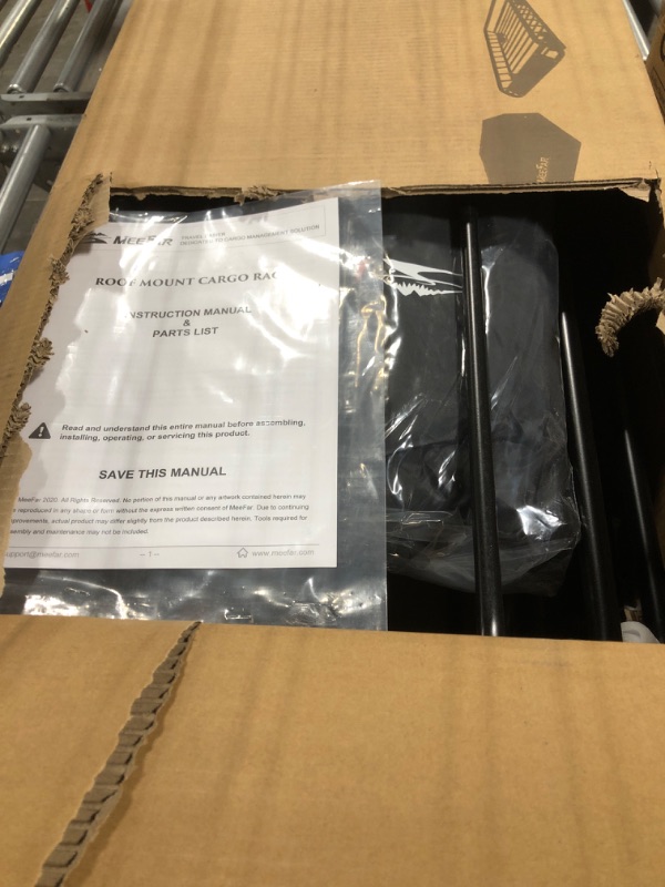 Photo 1 of MeeFar Roof Rack Carrier Basket Universal Rooftop Cargo Carrier Basket 51" X 36" X 5" + Waterproof Cargo Bag 15 Cubic Feet (44" 34" 17"), and Cargo Net with Attachment Hooks, Ratchet Straps ROOF BASKET and BAG