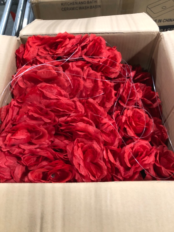 Photo 3 of 10 Inch Artificial Romantic Rose Flower Ball for Home Outdoor Wedding Party Centerpieces Decorations 5Pack, Red Red 5