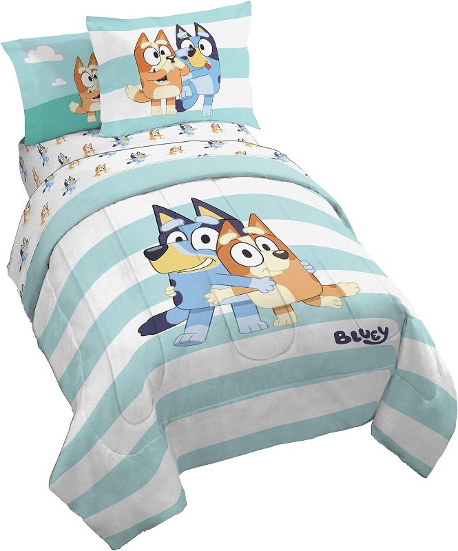 Photo 1 of Bluey & Bingo 5 Piece Twin Size Bed Set - Includes Comforter & Sheet Set - Super Soft Kids Bedding Fade Resistant Microfiber (Official Bluey Product)