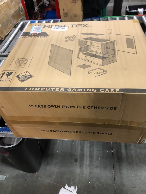 Photo 1 of MUSETEX PC CASE E-ATX Pre-Install 4 PWM ARGB Fans & 2 Side Fans, Type-C Mid Tower Computer Case with Full View Dual Tempered Glass, Gaming PC Case,Black(K2)