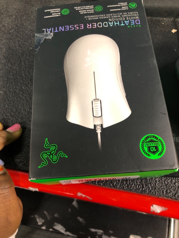 Photo 2 of Razer DeathAdder Essential Gaming Mouse: 6400 DPI Optical Sensor - 5 Programmable Buttons - Mechanical Switches - Rubber Side Grips - Mercury White