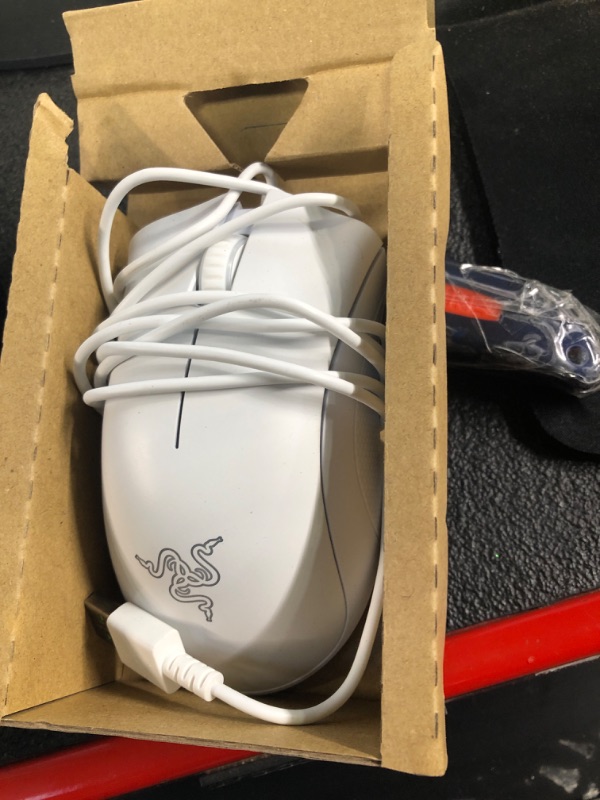 Photo 3 of Razer DeathAdder Essential Gaming Mouse: 6400 DPI Optical Sensor - 5 Programmable Buttons - Mechanical Switches - Rubber Side Grips - Mercury White