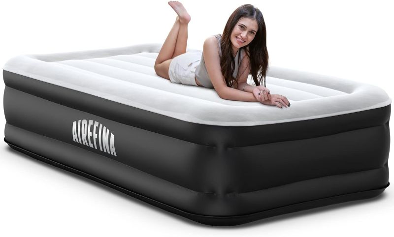 Photo 1 of Airefina 18" Twin Air Mattress with Built-in Pump, Inflatable Bed in 2 Mins Self-Inflation/Deflation, Flocked Surface Blow Up Bed for Guests, Camping 75x39x18in
