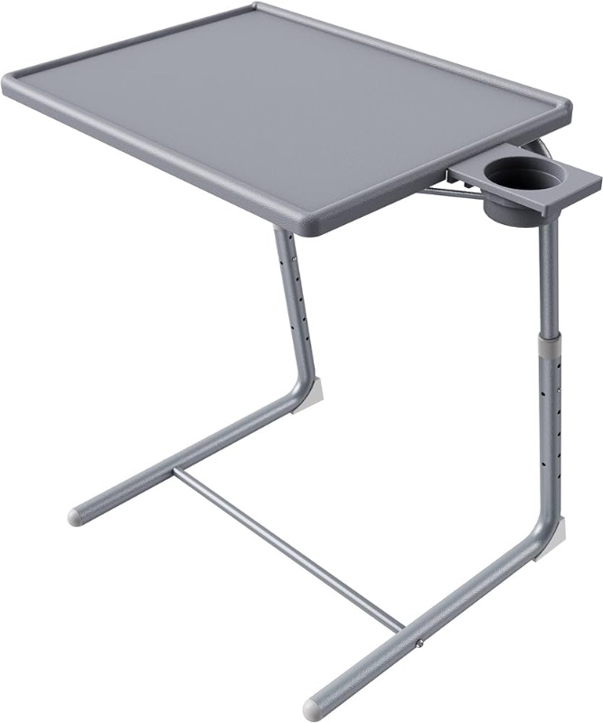 Photo 1 of Adjustable TV Tray Table - TV Dinner Tray on Bed & Sofa, Comfortable Folding Table with 6 Height & 3 Tilt Angle Adjustments (Gray