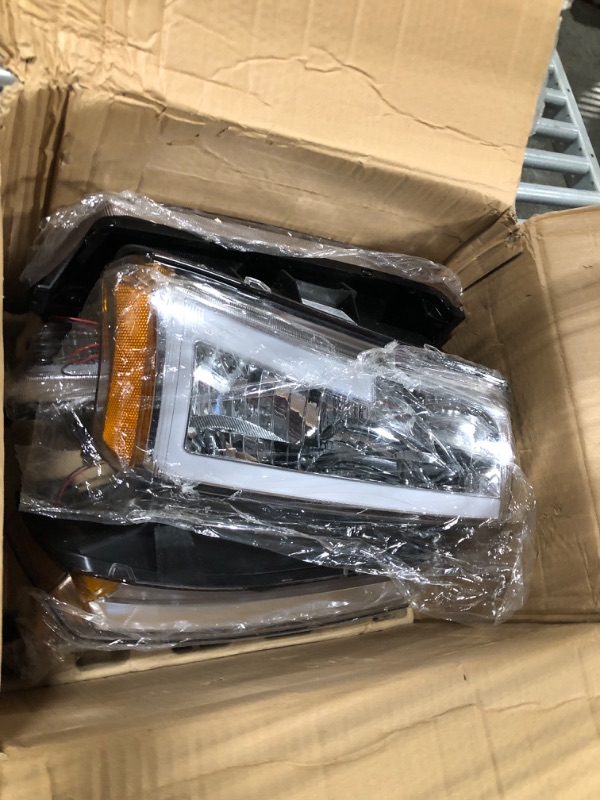 Photo 3 of PIT66 LED Headlight, Compatible with 03-06 Chevy Silverado 1500 2500 3500 HD Model/03-06 Avalanche 1500 2500(Fit No Cladding only) Clear Lens Chrome Housing Amber Corner Clear Lens Chrome Housing Amber Corner LED Modified Style