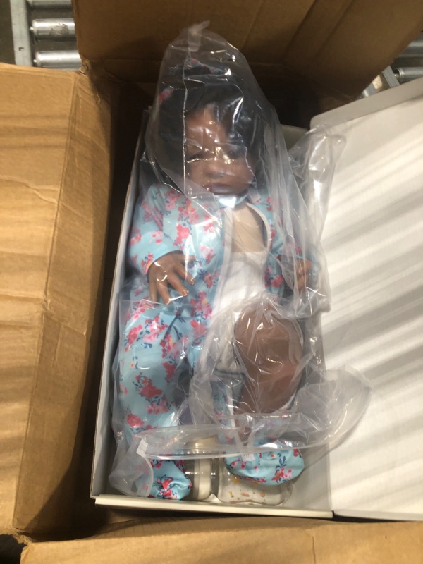 Photo 3 of BABESIDE Lifelike Reborn Black Girl- 18-Inch Realistic Newborn Real Life Baby Dolls with Clothes and Toy Gift for Kids Age 3+1 Multi-color,black