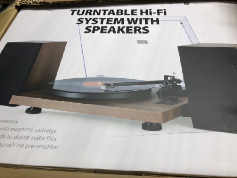 Photo 4 of 1 BY ONE Bluetooth Turntable HiFi System with 36 Watt Bookshelf Speakers, Patend Designed Vinyl Record Player with Magnetic Cartridge, Bluetooth Playback and Auto Off