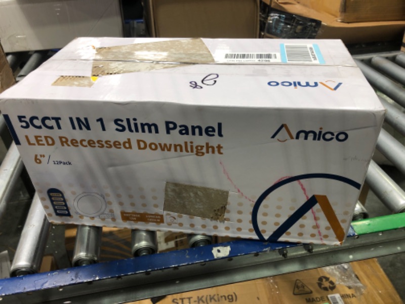 Photo 3 of Amico 12 Pack 6 Inch 5CCT Ultra-Thin LED Recessed Ceiling Light with Junction Box, 2700K/3000K/3500K/4000K/5000K Selectable, 12W Eqv 110W, Dimmable Canless Wafer Downlight, 1050LM High Brightness -ETL 5000k/4000k/3500k/3000k/2700k - 5cct White 6 Inch