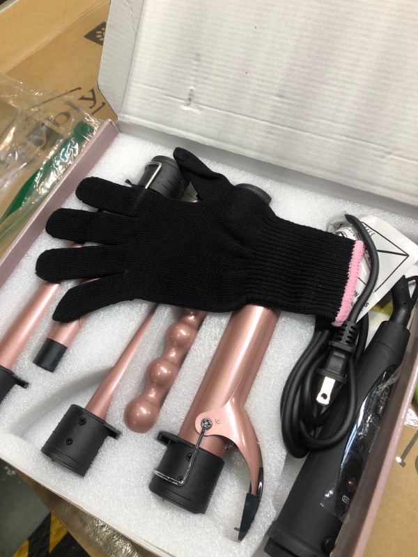 Photo 4 of AIKO PRO 5 in 1 Advanced Titanium Curling Iron Wand Set with 5 Interchangeable Barrels Hair Curlers and Heat Resistant Glove