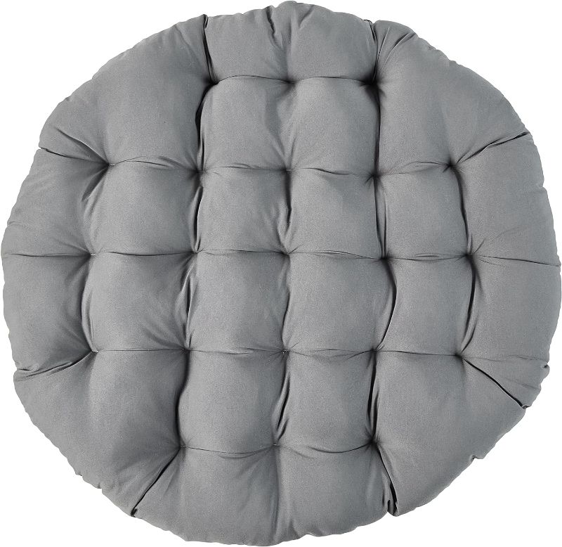 Photo 2 of Sutteles Papasan Chair Cushion, Tufted Double Papasan Cushion, Outdoor Papasan Cushion with Ties(Pack of 2), Papasan Cushion Only,Fits 44" or 48" Papasan Chairs (44x44, Silver Grey) 44x44 Silver Grey