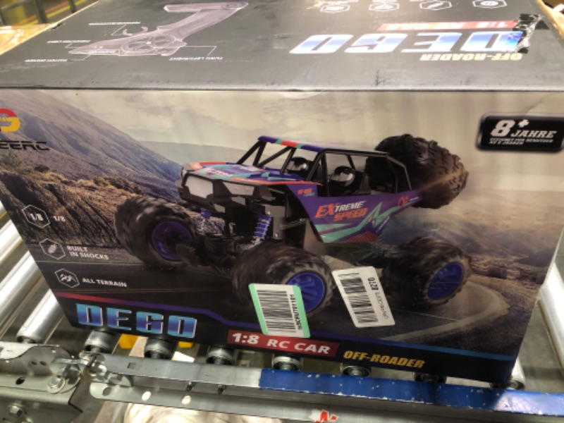 Photo 2 of DEERC DE60 Large 1:8 Scale Upgraded RC Cars Remote Control Car for Adults Boys,Off Road Monster Truck with Realistic Sound,2.4Ghz 4WD Rock Crawler Toy All Terrain Climbing,2 Batteries for 80 Min Play Classic Blue