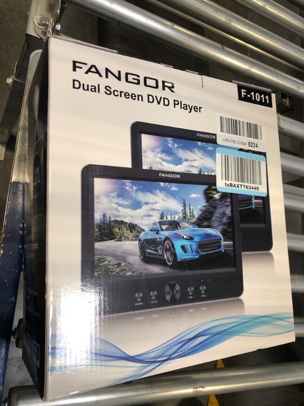 Photo 1 of FANGOR 10.5'' Car DVD Player Dual, Portable DVD Player for Car with 5 Hours Rechargeable Battery, Two Mounting Brackets, Support USB/SD, AV Out & in, Last Memory, (1 Player + 1 Monitor) 1011B-NEW-V2