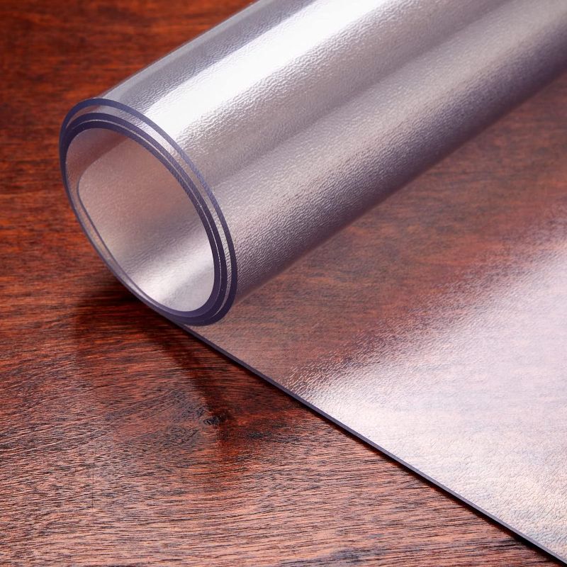 Photo 1 of Clear Desk Protector Mat, 2mm Thick Writing Desk Blotter Pad, Frosted Computer Mat for Desktop, Water-Resistant PVC Protective Table Placemat for Laptops (32x16 in) 16 x 32 in
