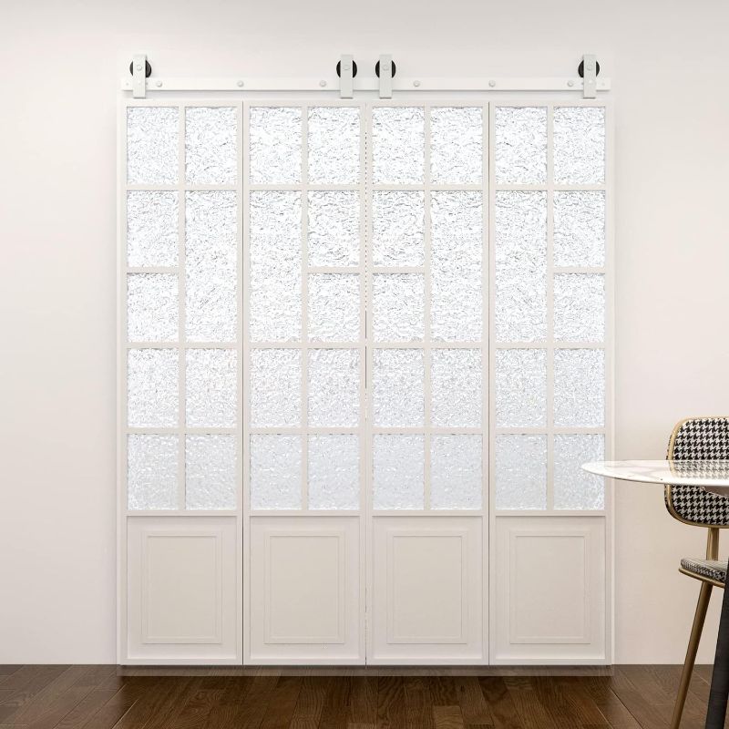 Photo 1 of 104RDHOUSE 65" Bifold Sliding Barn Door Hardware,White Flat Rail Top Mounting Roller,Fit 16" Door Panel,4 Doors kit,No Door 65" 4 Doors hardware kit White