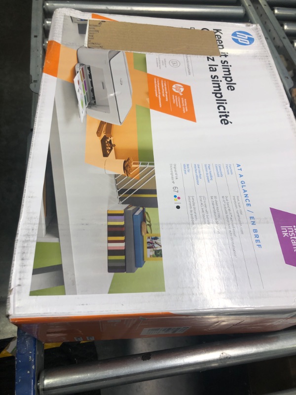 Photo 1 of HP DeskJet 2755e Wireless Color All-in-One Printer with bonus 6 months Instant Ink (26K67A), white