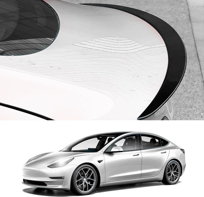 Photo 1 of Arcoche Fit Tesla Model 3 Spoiler Wing Performance Rear Trunk Lip Tail Lid for Tesla 2016-2023 ABS Model 3 Accessories(Glossy Black)