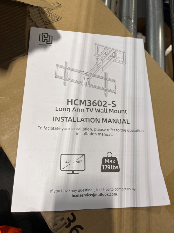 Photo 2 of HCMOUNTING Heavy Duty Long Dual Arm TV Wall Mount Holds up to 179 lbs, Swivel and Tilt TV Mount with 40.9" Extended Articulating Arms for Most 42-90 inch TVs, VESA 800x400mm, Fits 16''-18'' Wood Studs