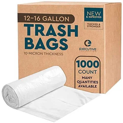 Photo 1 of 12 to 16 Gallon Trash Bags - 1000 Count - 24" x 33" Clear Plastic Garbage Bags,

