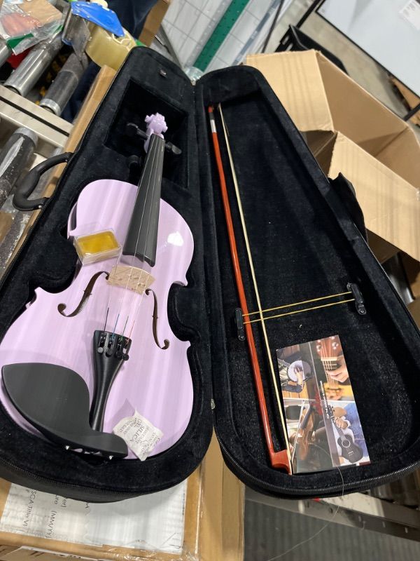 Photo 2 of ADM Acoustic Violin for Kids Beginners, 4/4 Full Size Acoustic Violin Fiddle for Teens Students Violin Starter Kit with Hard Case, Rosin, Shoulder Rest, Bow, Violin Music Stand and Strings,Purple 4/4 Full Size Purple