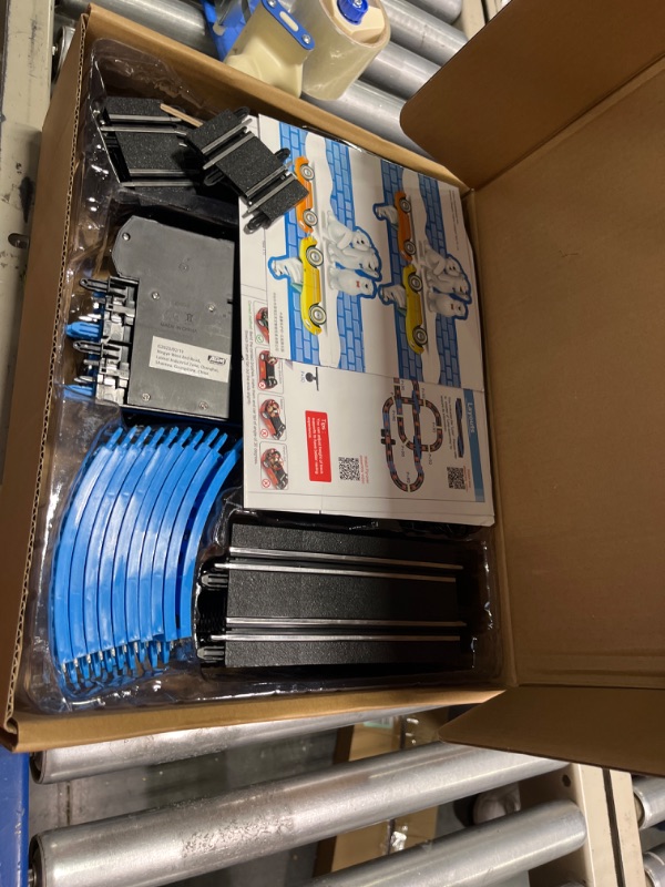 Photo 1 of AGM MASETCH High Speed Series Tram Dual Track Set, 8.4m Electric Track with 3 Vehicles Slot car Racing, Comes with 2 Hand Controls and Track Parts and a Lap Counter & 20-Pack of Replacement Brushes