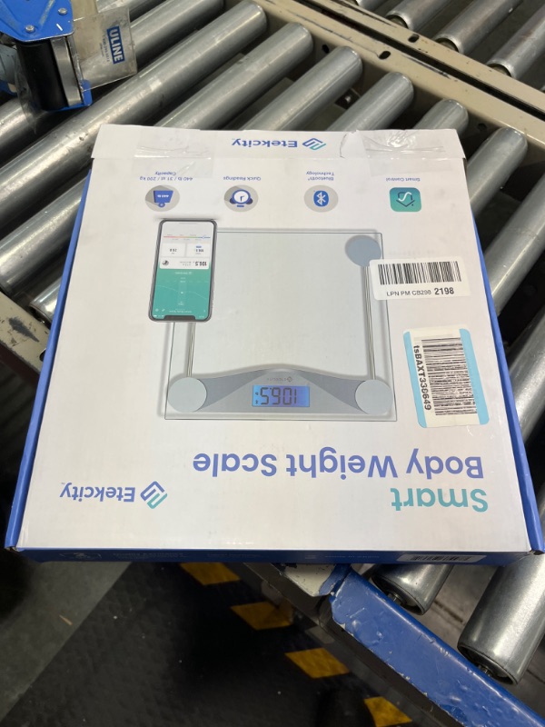 Photo 1 of Etekcity Digital Body Weight Bathroom Scale, Large Blue LCD Backlight Display, High Precision Measurements,6mm Tempered Glass, 400 Pounds Smart Silver