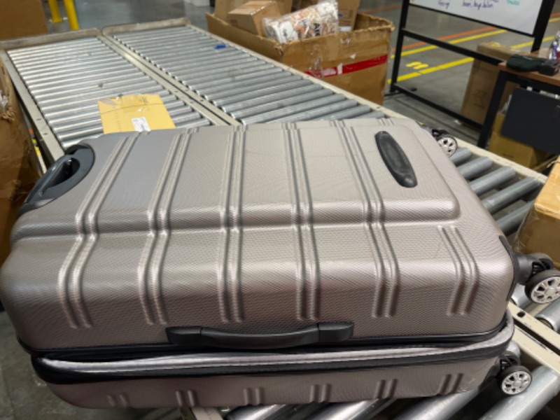 Photo 3 of Rockland Melbourne Hardside Expandable Spinner Wheel Luggage, Silver, 2-Piece Set (20/28)