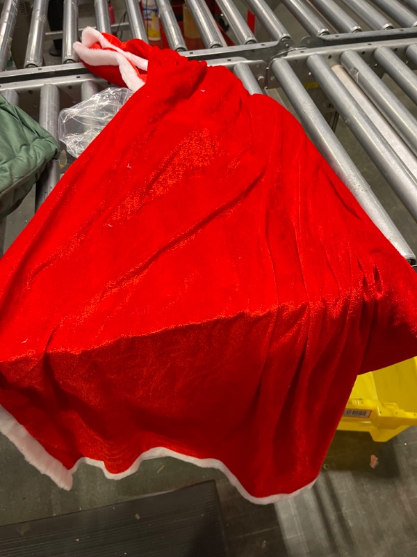 Photo 1 of Adult Children Christmas Santa Robe Cape, Velvet Red Hooded Cloak Party Costume Masquerade Cape