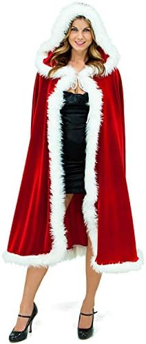 Photo 1 of Adult Children Christmas Santa Robe Cape, Velvet Red Hooded Cloak Party Costume Masquerade Cape