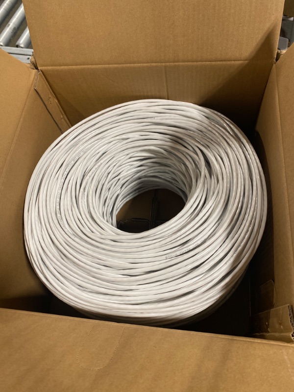 Photo 2 of Big-A - Bulk Cat5e Cable 1000ft 24AWG Solid 4 Pair Cat5e Ethernet Cable, Unshielded Twisted Pair UTP 350MHz Internet Cable, Pull Box - White 1000 ft White