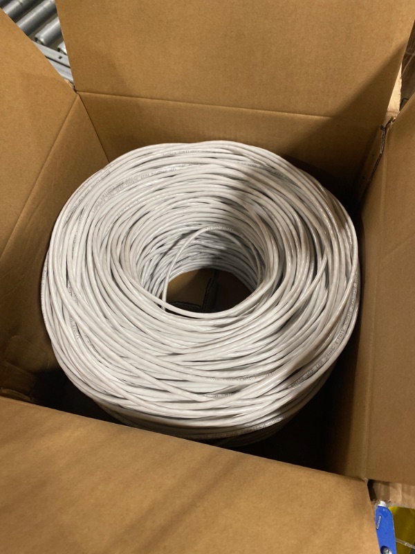 Photo 2 of Big-A - Bulk Cat5e Cable 1000ft 24AWG Solid 4 Pair Cat5e Ethernet Cable, Unshielded Twisted Pair UTP 350MHz Internet Cable, Pull Box - White 1000 ft White