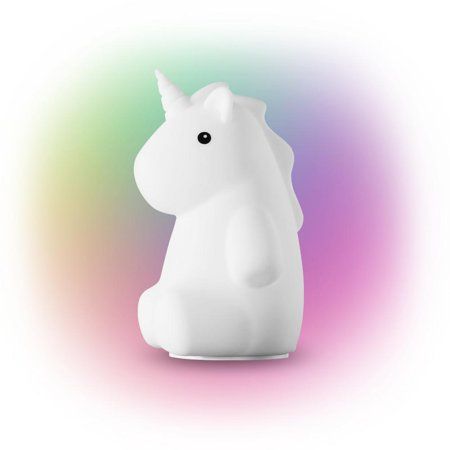 Photo 1 of 6.46 in. Rechargeable Rylie Unicorn Multi-Color Changing Integrated LED Silicone Touch Activated Night Light Lamp, White 4 pack